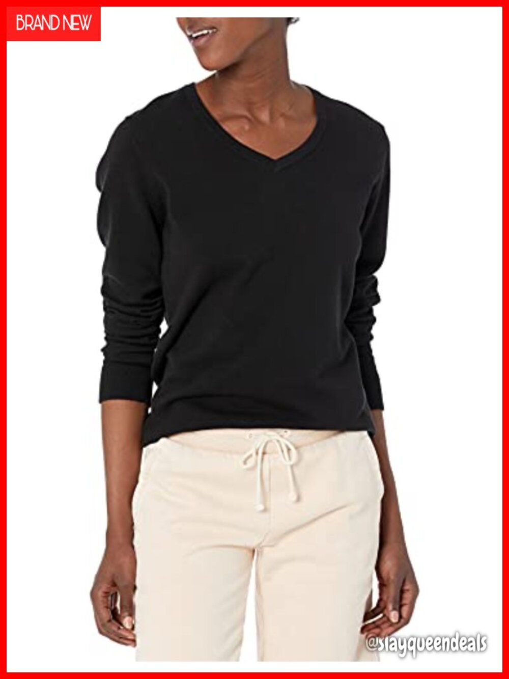 Soft Cotton Blend Long Sleeve V-Neck Pullover Sweater